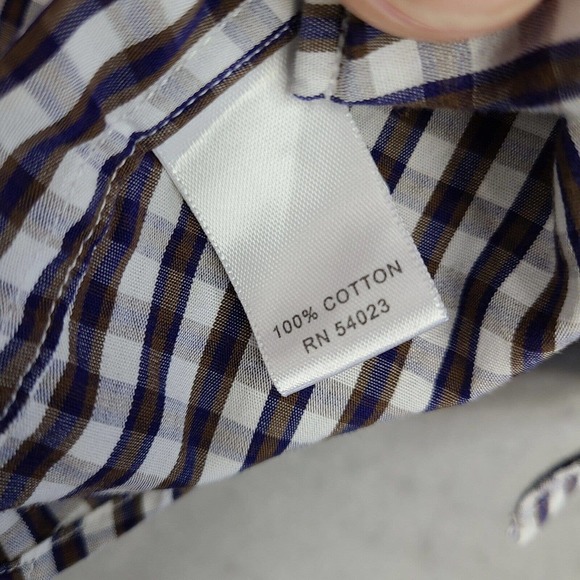 Banana Republic Shirt Men's XL 17-17 1/2 Multicolor Plaid Woven in Italy Fitted - Picture 6 of 10